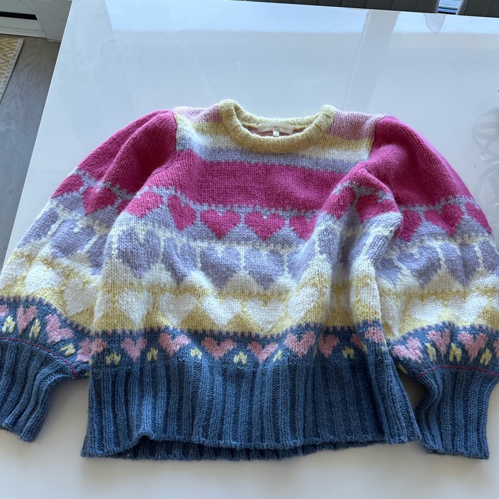 LOVESHACKFANCY Shirelle Heart Sweater. Size small,  perfect for Valentine’s Day!